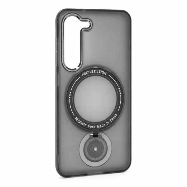 Husa de protectie Flippy, cu incarcare Wireless, Tehnologie Magsafe, TPU, Inel magnetic rotativ cu functie de suport, pentru  Samsung Galaxy S23, Negru