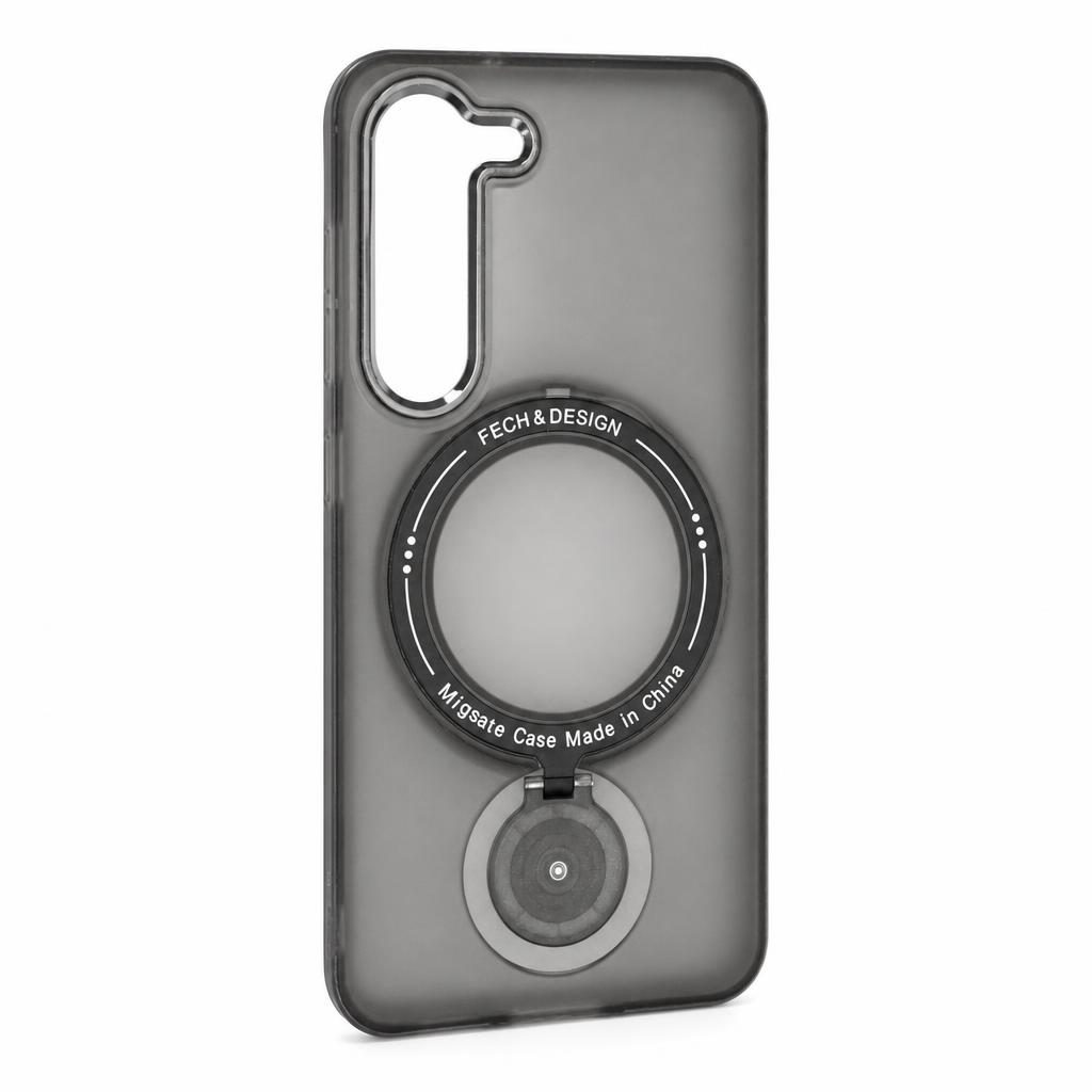 Husa de protectie Flippy, cu incarcare Wireless, Tehnologie Magsafe, TPU, Inel magnetic rotativ cu functie de suport, pentru  Samsung Galaxy S23, Negru