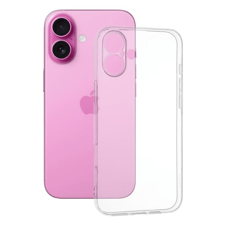 Husa de Protectie, Flippy, pentru Apple iPhone 16 Plus, TPU Protect Plus, cu Dust Plug, Transparent