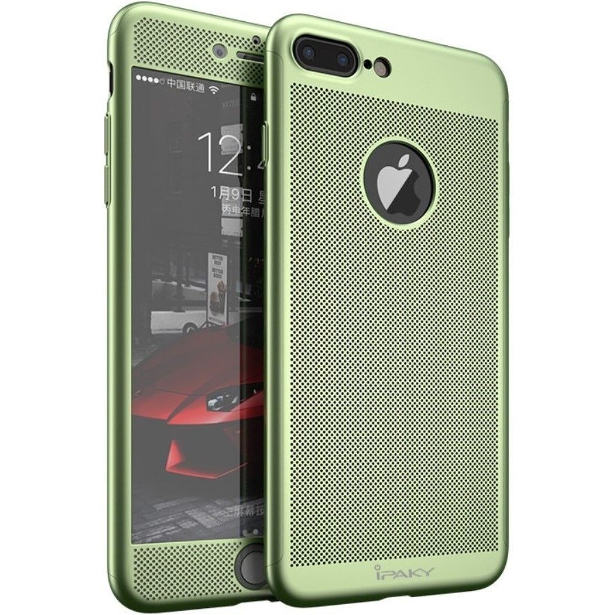 Husa de Protectie, Flippy, pentru Apple iPhone 7 Plus, Full Cover 360 Air cu Gauri si Folie de Protectie, Plastic, Verde