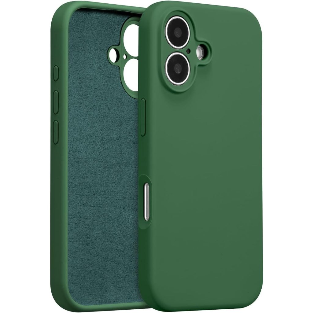 Husa de Protectie, Flippy, pentru iPhone 16, Liquid Silicone, cu Microfibra pe Interior, Protectie Antisoc, Compatibil Incarcare Wireless, Verde