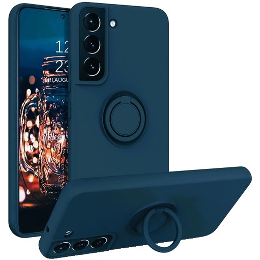 Husa de Protectie, Flippy, pentru Samsung Galaxy A52, Liquid Silicone Ring cu Suport Rotativ, Albastru
