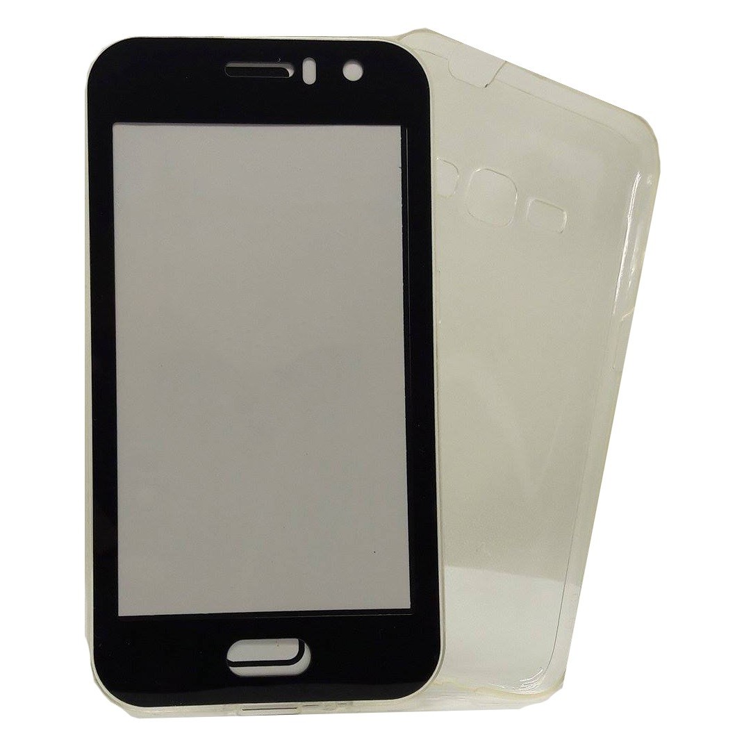 Husa de protectie Flippy® pentru Samsung J1 2016 Full Tpu 360 V2 Transparent cu margini negre - Image 2