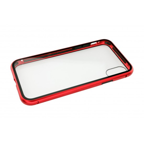 Husa de protectie Magnetic 360, Folie sticla inclusa, pentru Apple iPhone X, Rosu - Image 4