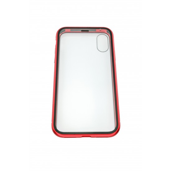 Husa de protectie Magnetic 360, Folie sticla inclusa, pentru Apple iPhone X, Rosu - Image 5