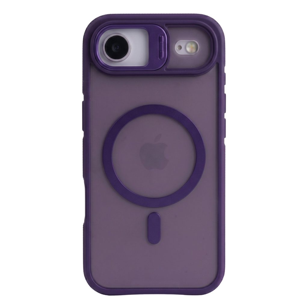 Husa de Protectie Telefon, Flippy, Compatibila cu iPhone 17 Air, MagSafe, Acrylic, Suport Metalic Protectie Camera, Anti-Soc, Mov Inchis