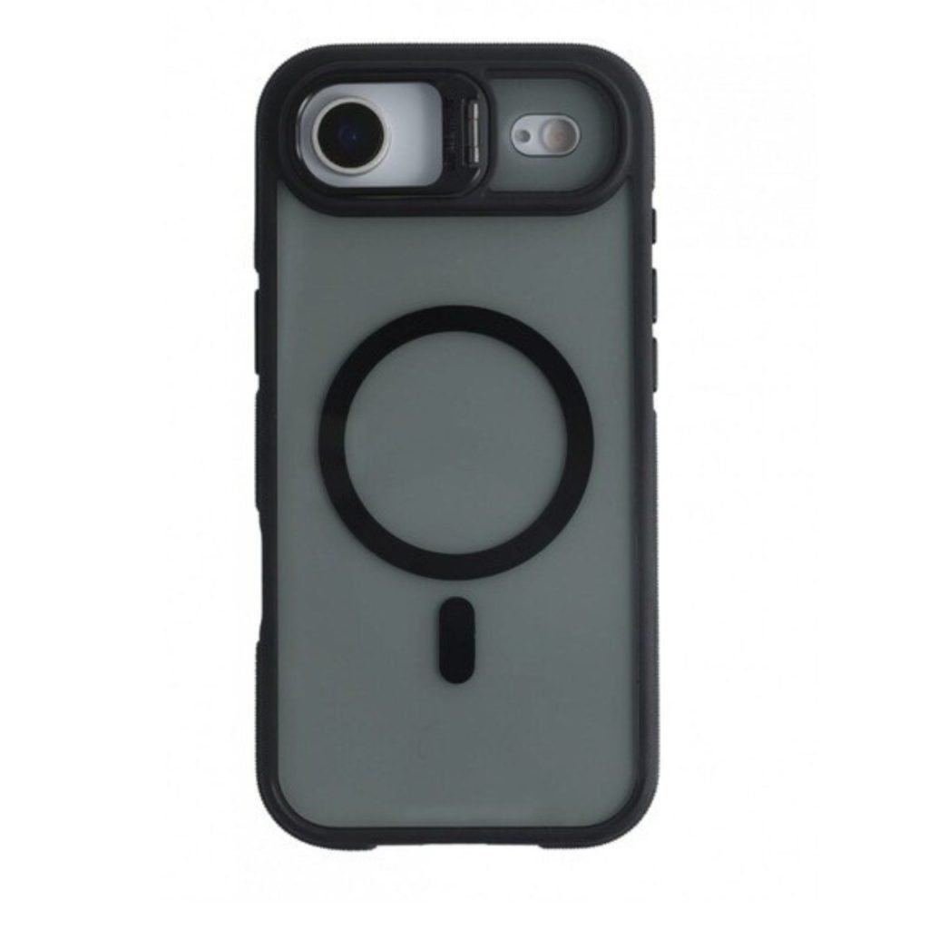Husa de Protectie Telefon, Flippy, Compatibila cu iPhone 17 Air, MagSafe, Acrylic, Suport Metalic Protectie Camera, Anti-Soc, Negru