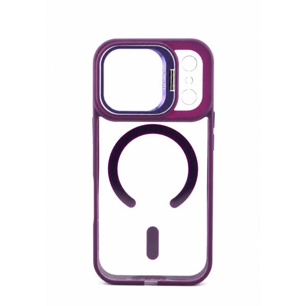 Husa de Protectie Telefon, Flippy, Compatibila cu iPhone 17 Pro, MagSafe, Acrylic, Suport Metalic Protectie Camera, Anti-Soc, Mov Inchis