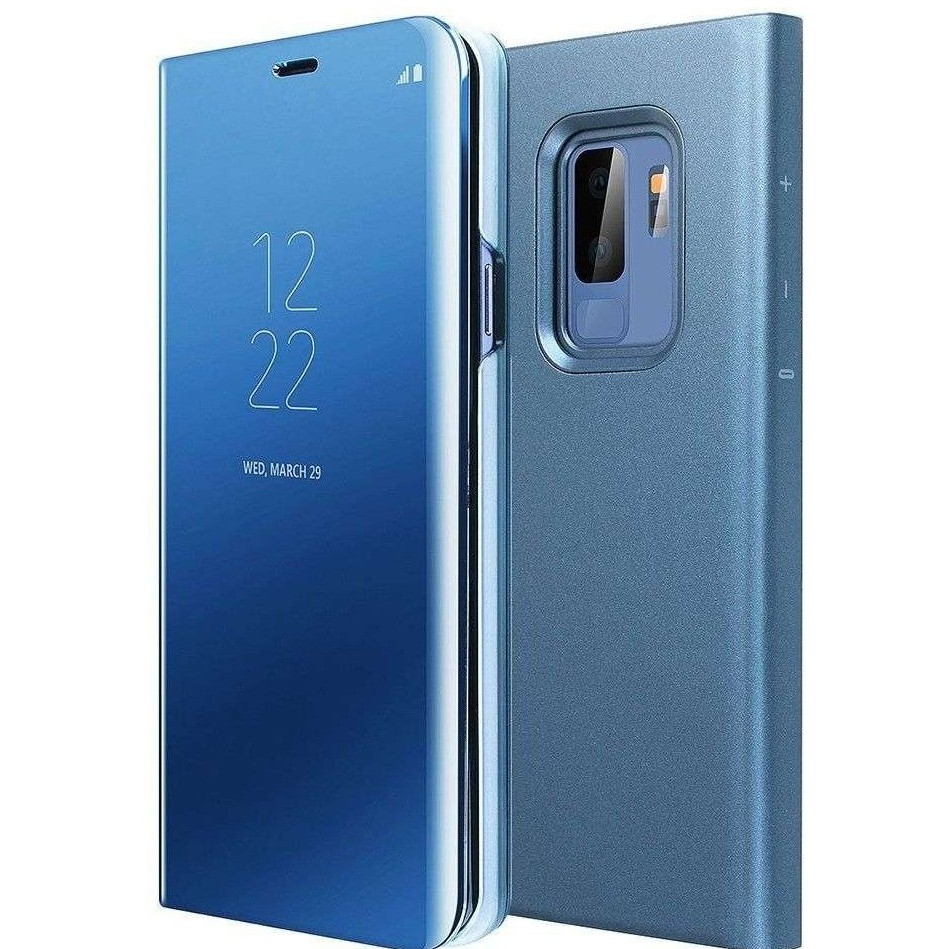 Husa de Protectie Tip Carte, Flippy, pentru Samsung Galaxy S10, Flip Cover Oglinda, din Piele Ecologica si PC, Albastră