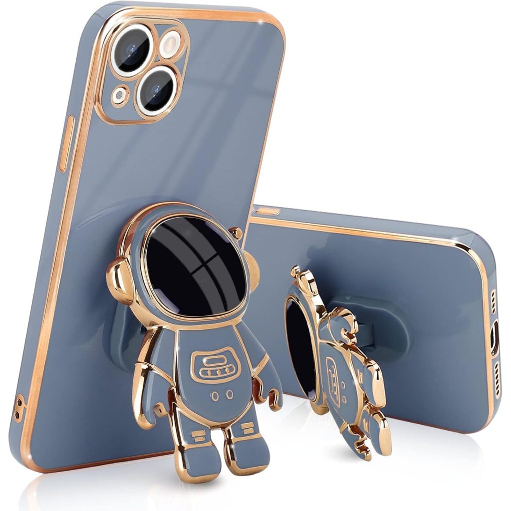 Husa de Protectie TPU 2in1, Flippy, pentru Apple iPhone 14 Plus, Astronaut cu Suport, Antisoc, Rezistenta la Impact, Protectie Camera, Albastru