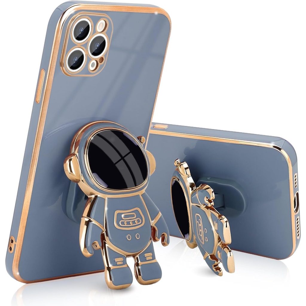 Husa de Protectie TPU 2in1, Flippy, pentru Apple iPhone 14 Pro Max, Astronaut cu Suport, Antisoc, Rezistenta la Impact, Protectie Camera, Albastru