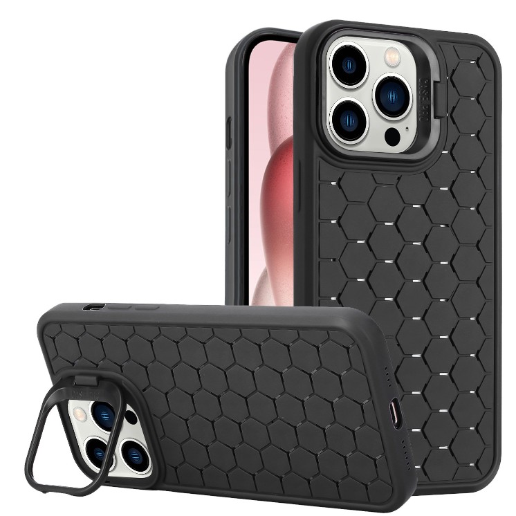 Husa de Protectie TPU, Flippy, pentru Apple iPhone 15 Pro, 3D Cube, cu Inel, Protectie Camera, Antisoc, Antizgariere, Antialunecare, Acoperire Completa, Negru