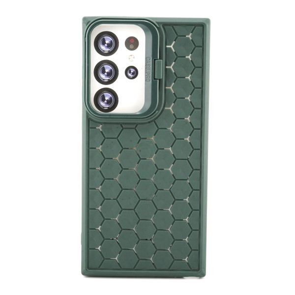 Husa de Protectie TPU, Flippy, pentru Samsung Galaxy S23 Ultra, 3D Cube, cu Inel, Protectie Camera, Antisoc, Antizgariere, Antialunecare, g Verde