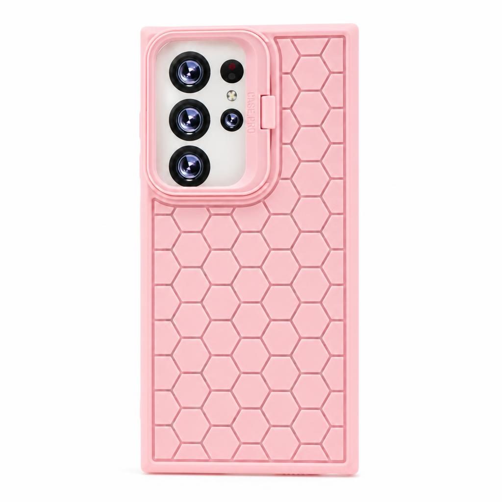 Husa de Protectie TPU, Flippy, pentru Samsung Galaxy S23 Ultra, 3D Cube, cu Inel, Protectie Camera, Antisoc, Antizgariere, Antialunecare, Acoperire Completa, Roz
