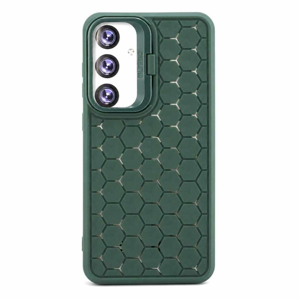 Husa de Protectie TPU, Flippy, pentru Samsung Galaxy S24, 3D Cube, cu Inel, Protectie Camera, Antisoc, Antizgariere, Antialunecare, Acoperire Completa, Verde