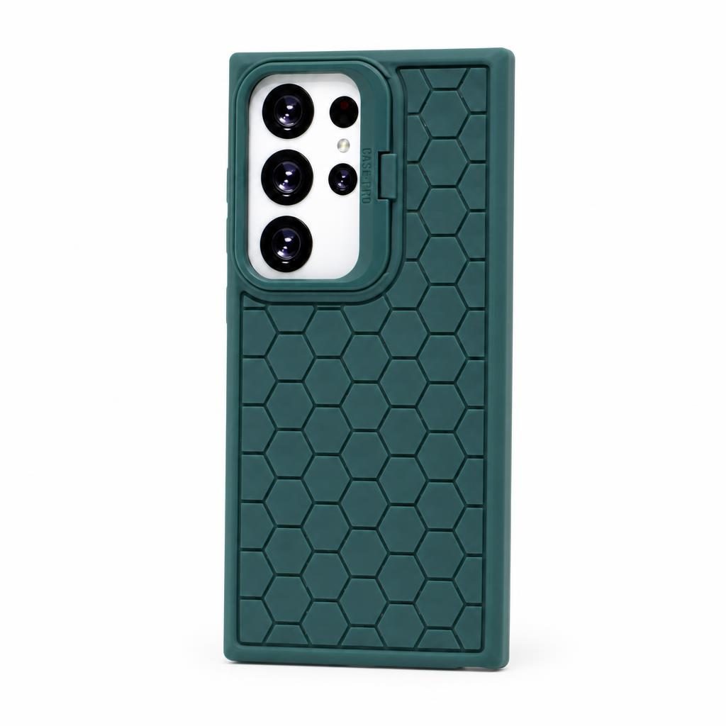 Husa de Protectie TPU, Flippy, pentru Samsung Galaxy S24 Ultra, 3D Cube, cu Inel, Protectie Camera, Antisoc, Antizgariere, Antialunecare, Acoperire Completa, Verde