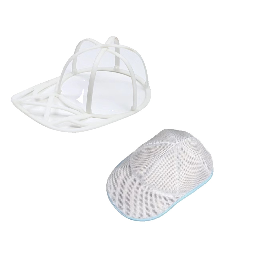 Husa de Spalare Sapca, Flippy, pentru Masina de Spalat, din Poliester, Circumferinta 53 cm, cu Fermoar, cu Suport Sapca, Alb/Albastru