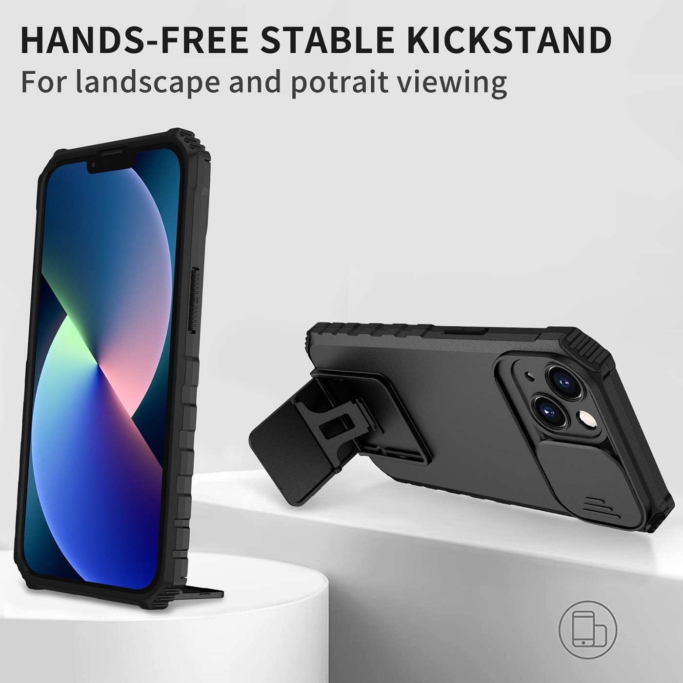 Husa Defender cu Stand pentru iPhone 13 Pro Max, Negru, Suport reglabil, Antisoc, Protectie glisanta pentru camera, Flippy - Image 3