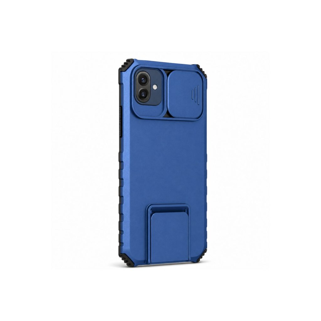 Husa Defender cu Stand pentru Samsung Galaxy A03, Albastru, Suport reglabil, Antisoc, Protectie glisanta pentru camera, Flippy