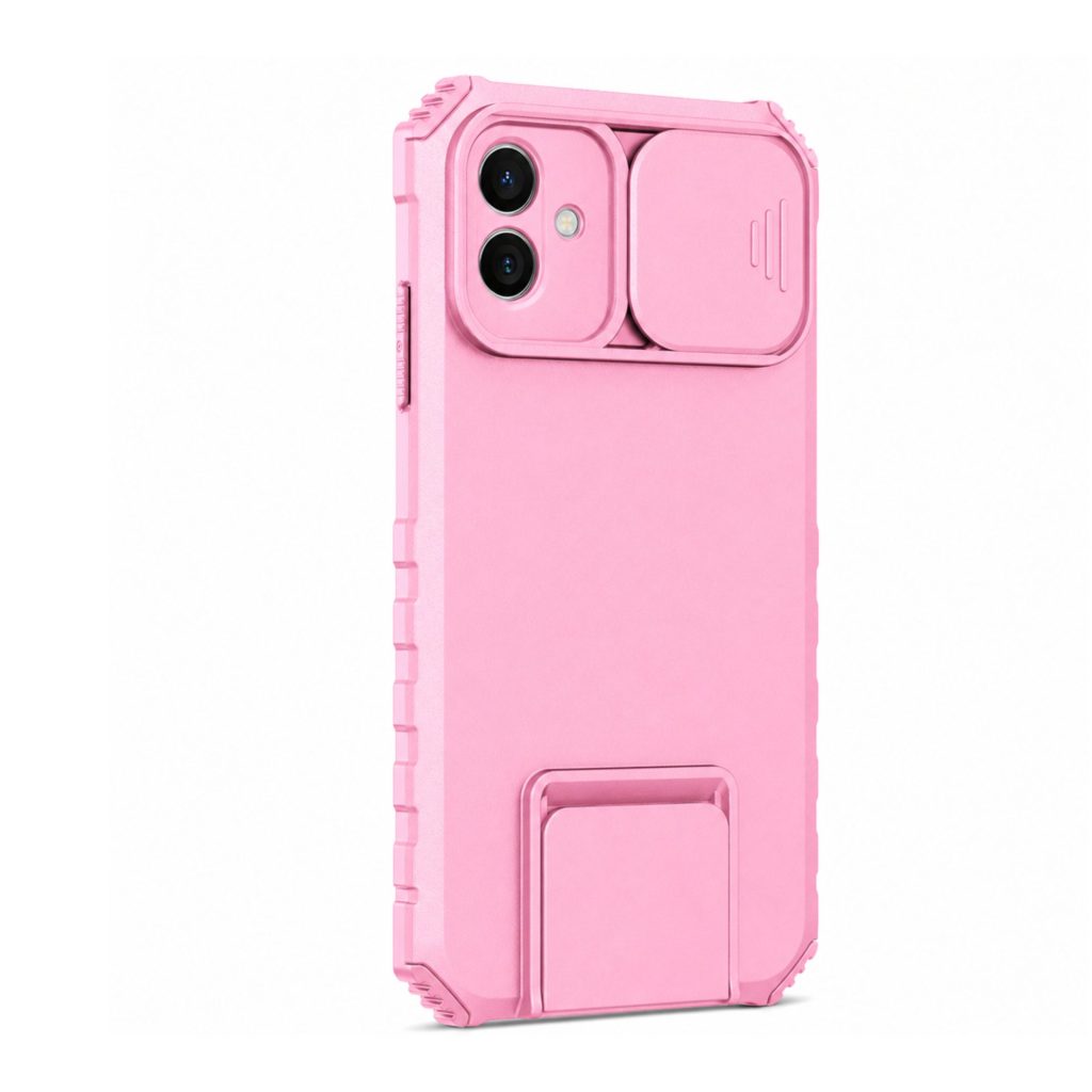 Husa Defender cu Stand pentru Samsung Galaxy A03, Roz, Suport reglabil, Antisoc, Protectie glisanta pentru camera, Flippy