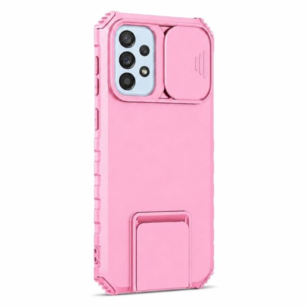 Husa Defender cu Stand pentru Samsung Galaxy A33 5G, Roz, Suport reglabil, Antisoc, Protectie glisanta pentru camera, Flippy