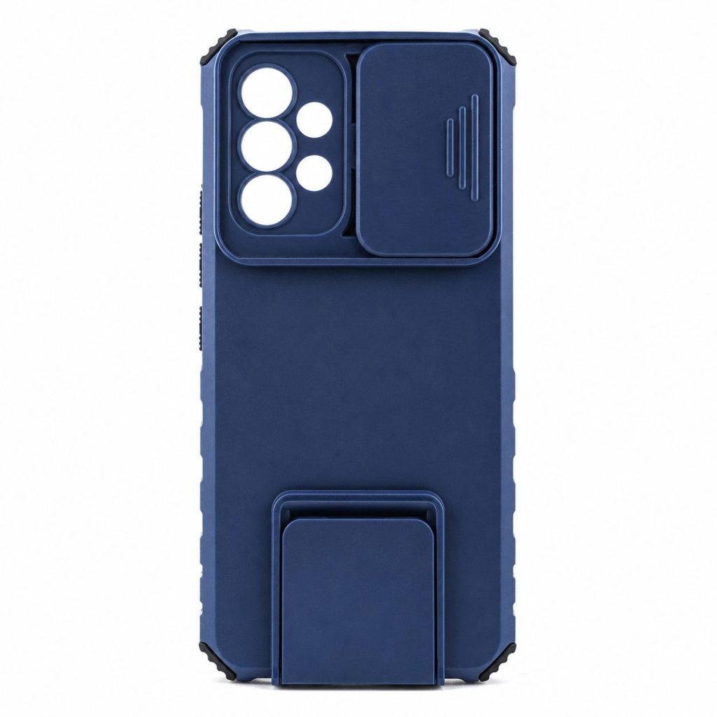 Husa Defender cu Stand pentru Samsung Galaxy A53 5G, Albastru, Suport reglabil, Antisoc, Protectie glisanta pentru camera, Flippy