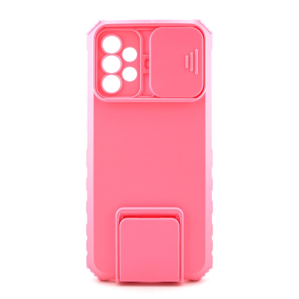 Husa Defender cu Stand pentru Samsung Galaxy A72 4G/ 5G, Roz, Suport reglabil, Antisoc, Protectie glisanta pentru camera, Flippy