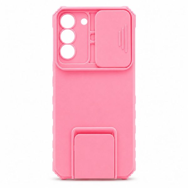 Husa Defender cu Stand pentru Samsung Galaxy S22 Plus, Roz, Suport reglabil, Antisoc, Protectie glisanta pentru camera, Flippy