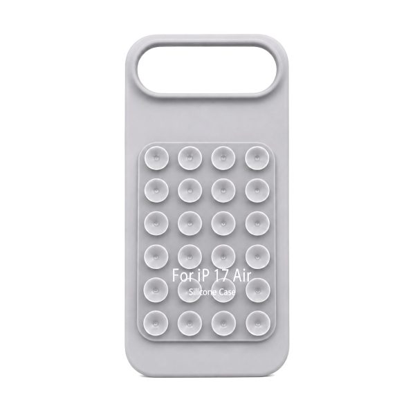 Husa din Silicon pentru iPhone 17 Air, Flippy, Carcasa de Protectie cu Ventuze, din Cauciuc Moale Rezistenta la Socuri, Gri