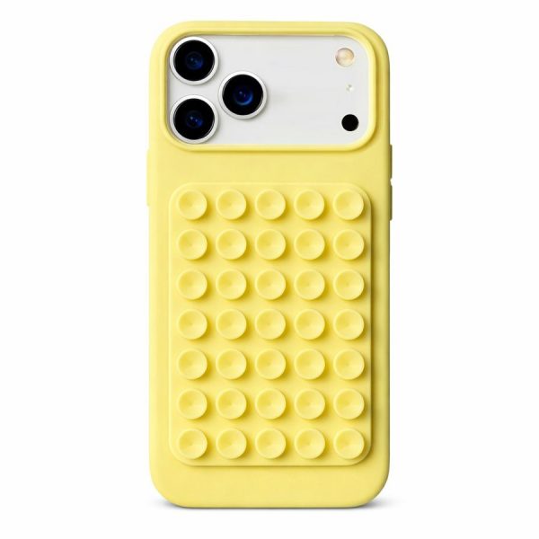 Husa din Silicon pentru iPhone 17 Pro Max, Flippy, Carcasa de Protectie cu Ventuze, din Cauciuc Moale Rezistenta la Socuri, Galben
