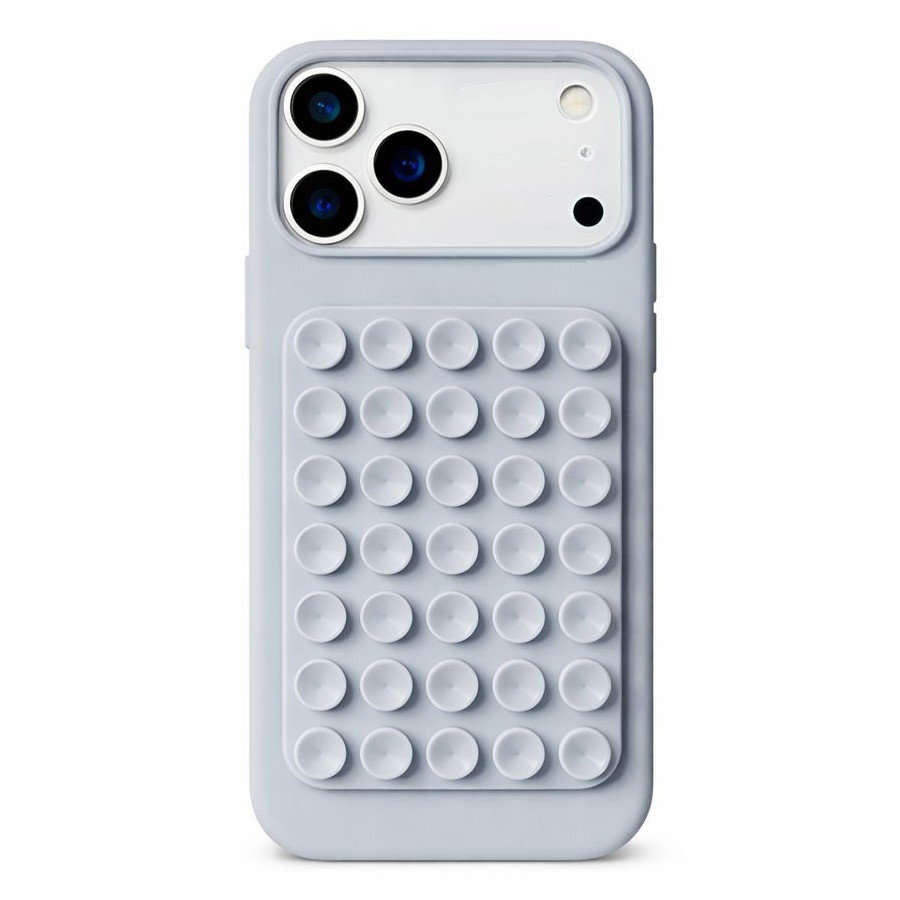 Husa din Silicon pentru iPhone 17 Pro , Flippy, Carcasa de Protectie cu Ventuze, din Cauciuc Moale Rezistenta la Socuri, Gri
