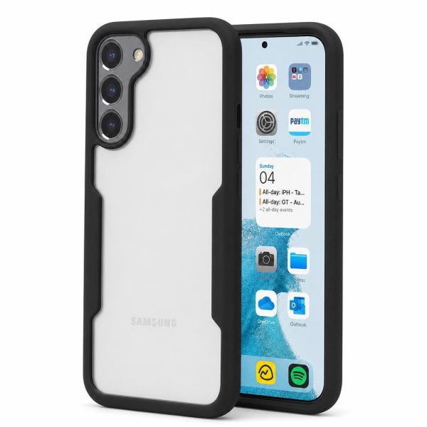 Husa Max Defence pentru Samsung Galaxy S22 Plus, Bumper Negru, Fata Dubla Transparenta, Protectie Antisoc Full 360 ( fata, spate, margini ), Flippy