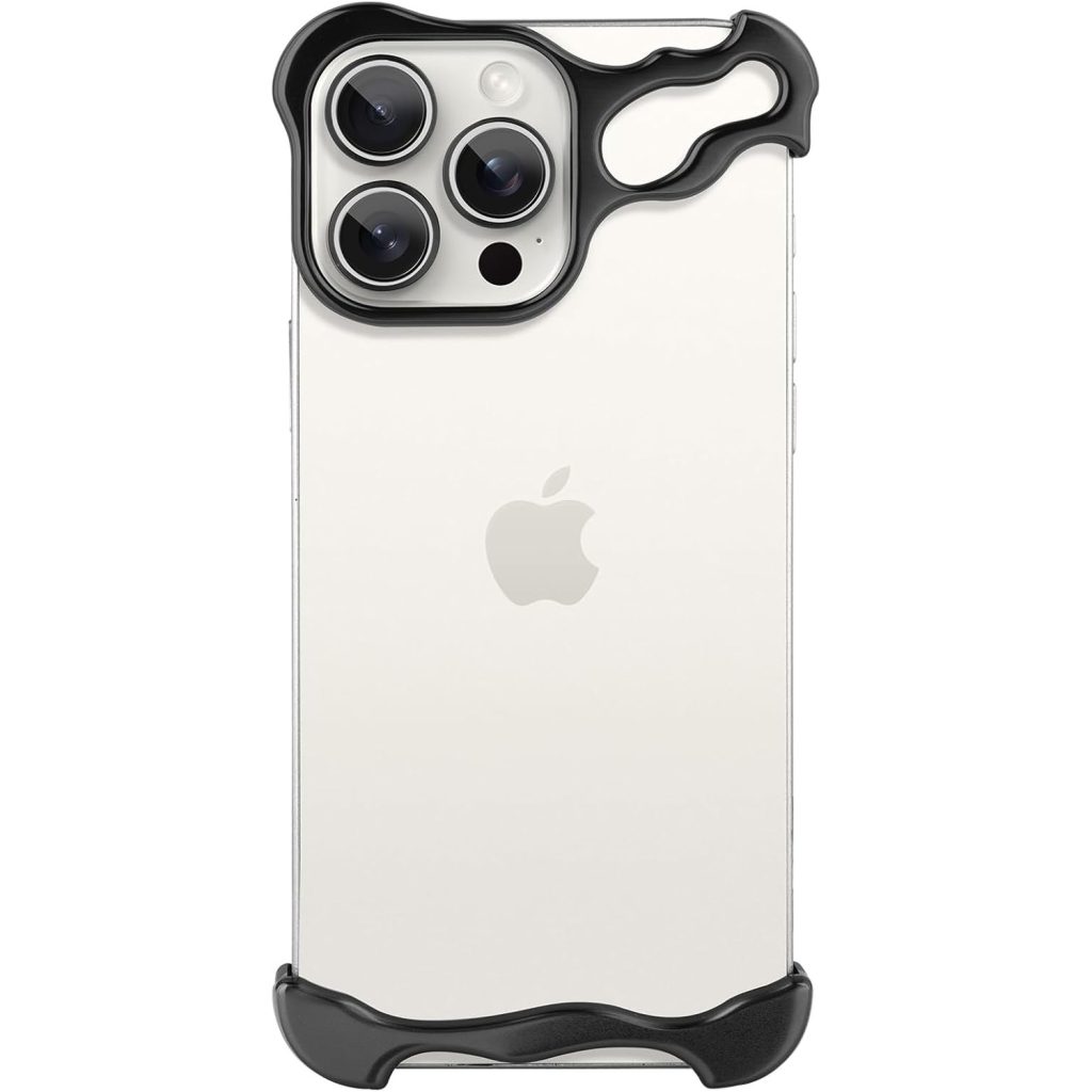 Husa Metalica Compatibila cu iPhone 16 Pro, Flippy, Protectie pentru Colturile Telefonului si Camera, Aliaj, Antisoc, Antizgariere, Negru