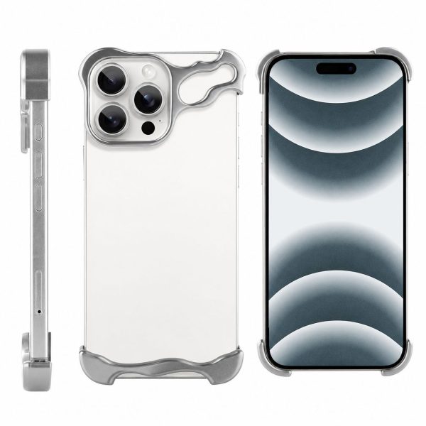 Husa Metalica Compatibila cu iPhone 16 Pro, Flippy, Protectie pentru Colturile Telefonului si Camera, Aliaj, Antisoc, Antizgariere, Argintiu