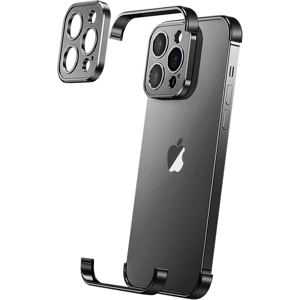 Husa Metalica Edgeless Compatibila cu iPhone 16, Flippy, Protectie pentru Colturi si Camera, Aliaj Aluminiu, Antisoc, Antizgariere, Negru