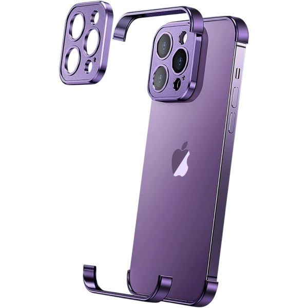 Husa Metalica Edgeless Compatibila cu iPhone 16, Flippy, Protectie pentru Colturi si Camera, Aliaj Aluminiu, Antisoc, Antizgariere, Mov