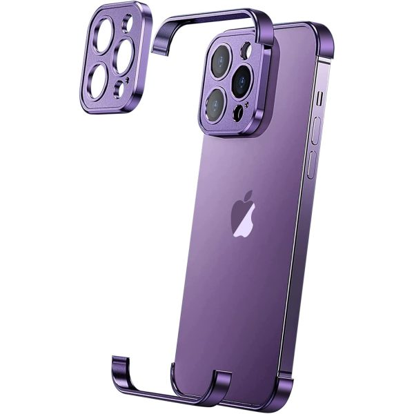 Husa Metalica Edgeless Compatibila cu iPhone 16 Pro, Flippy, Protectie pentru Colturi si Camera, Aliaj Aluminiu, Antisoc, Antizgariere, Mov