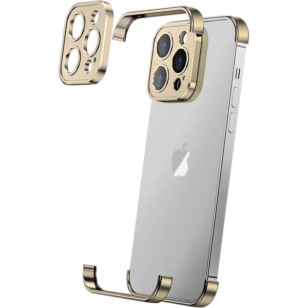 Husa Metalica Edgeless Compatibila cu iPhone 16 Pro, Flippy, Protectie pentru Colturi si Camera, Aliaj Aluminiu, Antisoc, Antizgariere, Auriu
