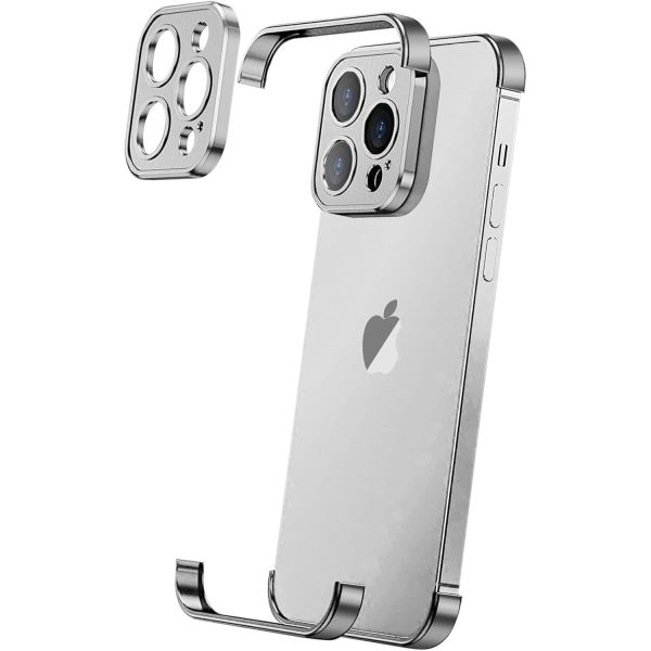 Husa Metalica Edgeless Compatibila cu iPhone 16 Pro Max, Flippy, Protectie pentru Colturi si Camera, Aliaj Aluminiu, Antisoc, Antizgariere, Argintiu Titan