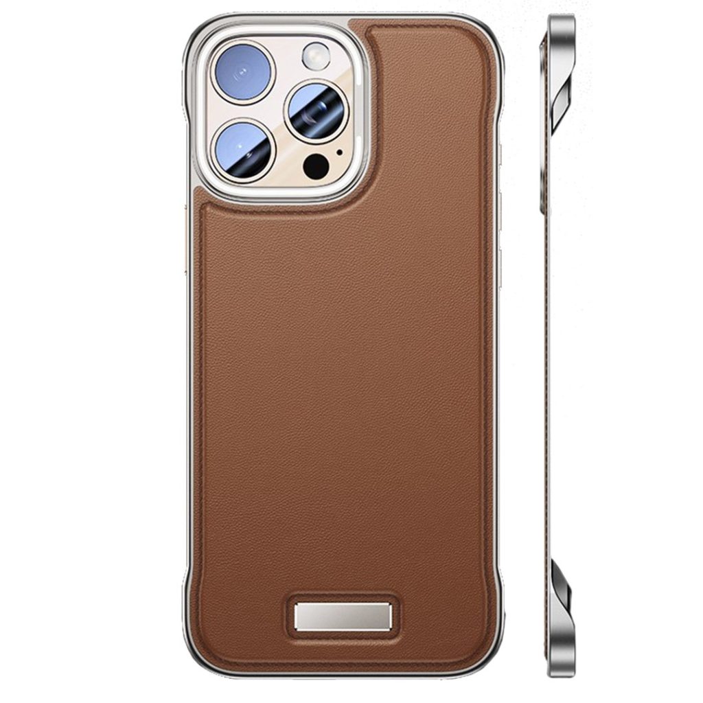 Husa pentru iPhone 15, husa de protectie pentru telefon, Flippy, Design Modern fara margini, din Piele PU, Subtire, Maro