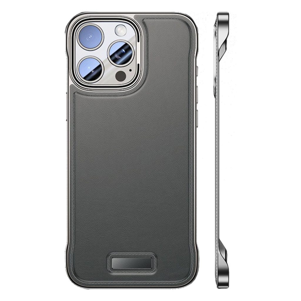 Husa pentru iPhone 15, husa de protectie pentru telefon, Flippy, Design Modern fara margini, din Piele PU,  Subtire, Gri