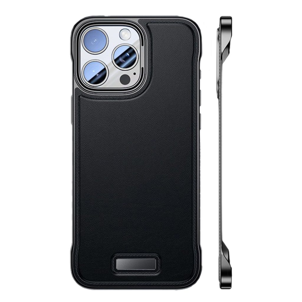 Husa pentru iPhone 16 Pro, husa de protectie pentru telefon, Flippy, Design Modern fara margini, din Piele PU, Subtire, Negru