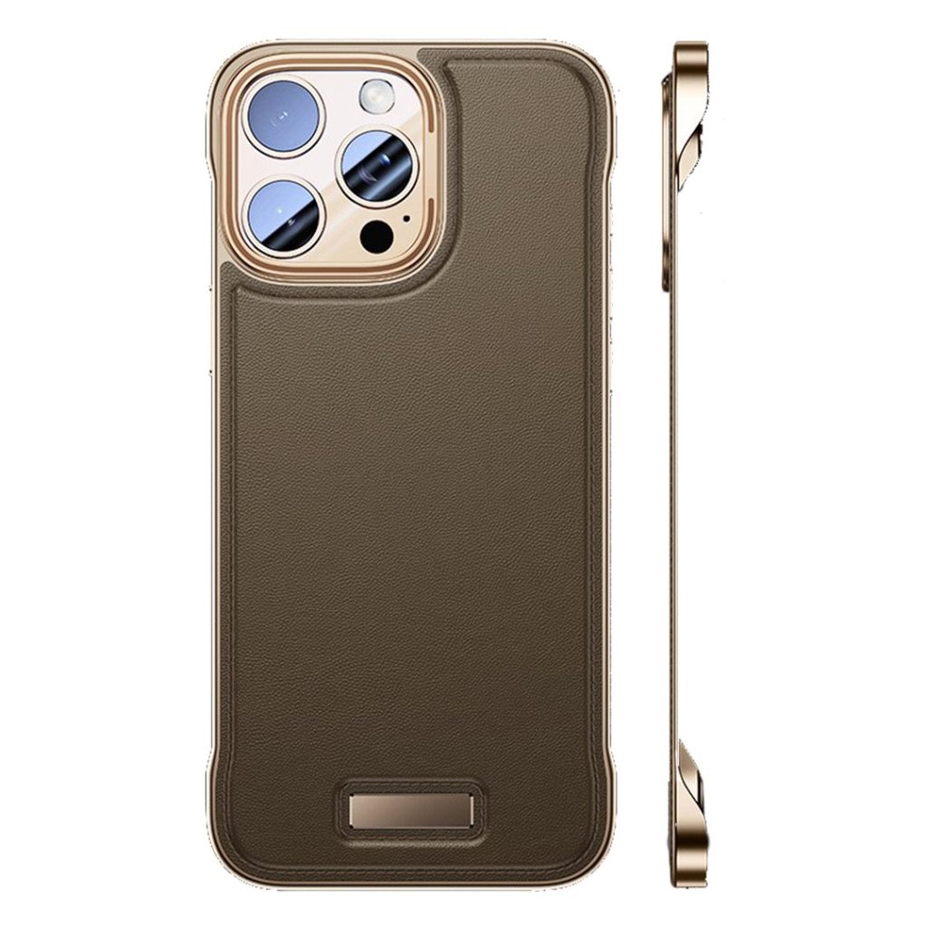 Husa pentru iPhone 16 Pro, husa de protectie pentru telefon, Flippy, Design Modern fara margini, din Piele PU, Subtire, Desert Gold