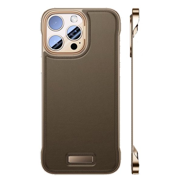 Husa pentru iPhone 16 Pro, husa de protectie pentru telefon, Flippy, Design Modern fara margini, din Piele PU, Subtire, Desert Gold