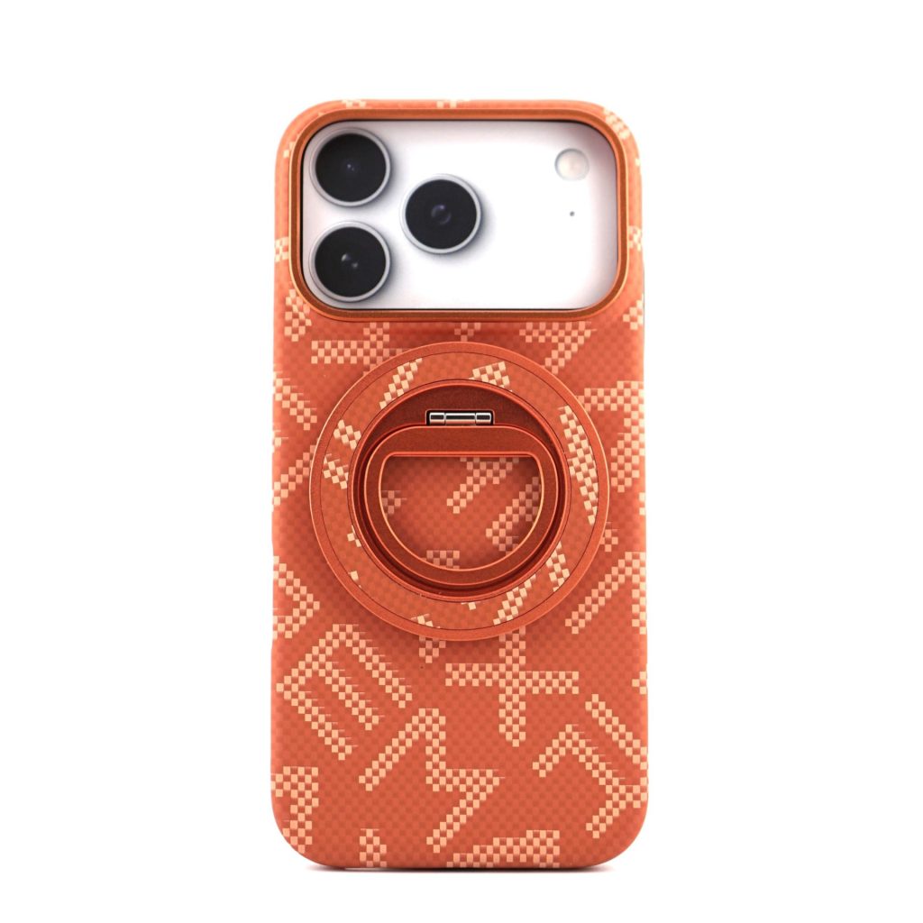 Husa pentru iPhone 17 Pro, Flippy, Carcasa de Protectie Rezistenta Ultra-subtire, Suport Magnetic, Aspect Texturat, Portocaliu