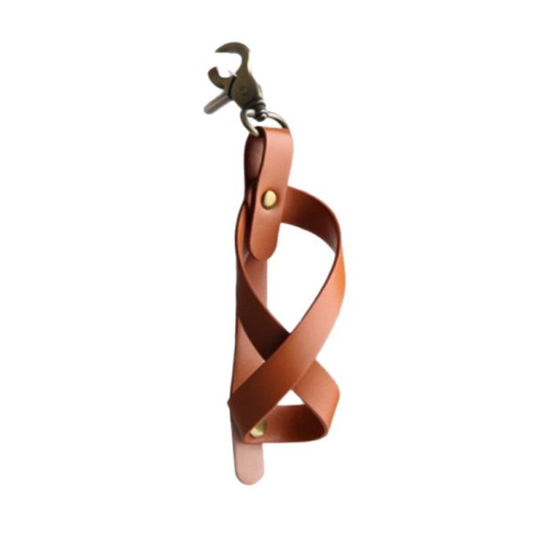 Husa pentru Kendama, Flippy, Husa de Depozitare pentru Kendama, din Piele Ecologica, Catarama cu Agatare pentru Transportare, Breloc 8, 12 x 6 cm, Maro deschis