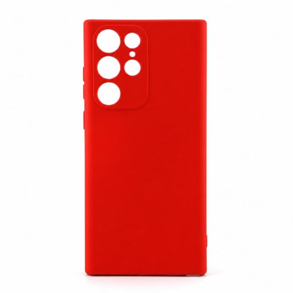 Husa pentru Samsung Galaxy S22 Ultra, Flippy, Liquid Silicone, cu Microfibra pe interior, Protectie Antisoc, Rosu