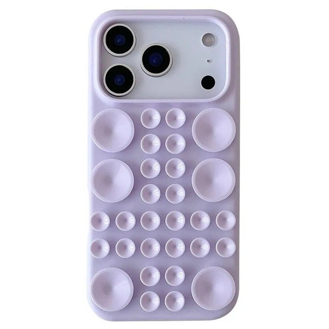 Husa cu Ventuze, Flippy, Compatibila iPhone 17, din Silicon, Interior Microfibra, Mov
