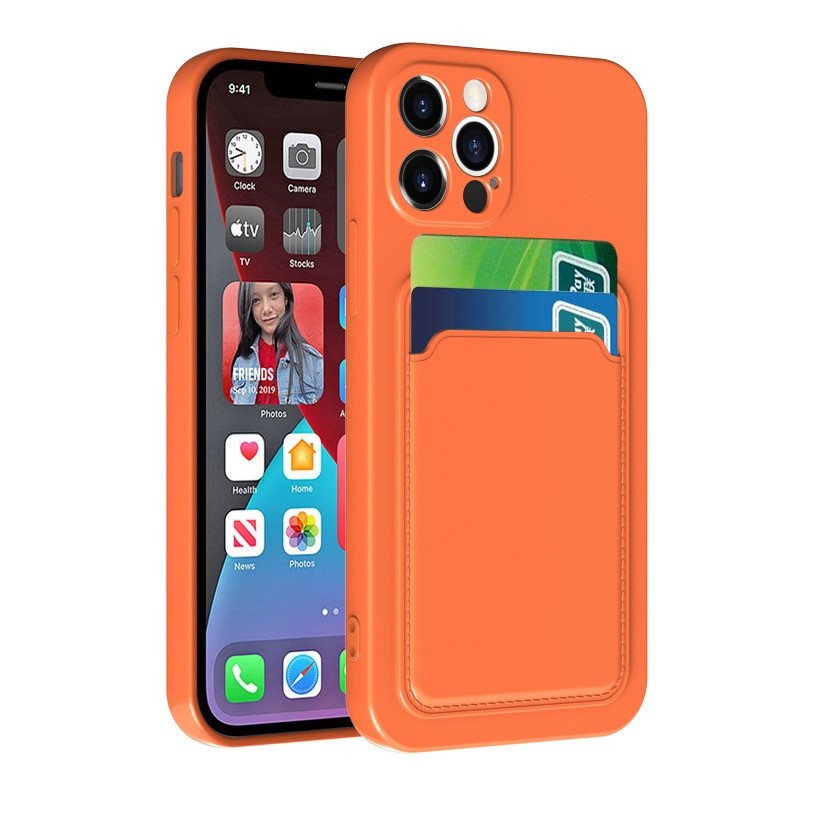Husa protectie cu suport card compatibila cu Samsung A72 Portocaliu - Image 7