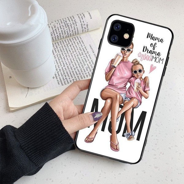 Husa protectie,Flippy, compatibila cu Apple iPhone 12 Glass print Mama of Drama Multicolor - Image 5